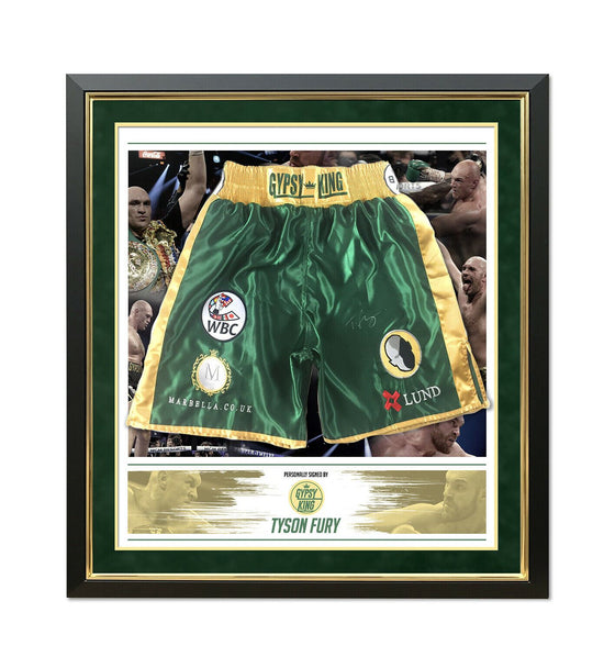 Tyson FURY Signed & FRAMED BOXING TRUNKS Genuine Signature AFTAL COA