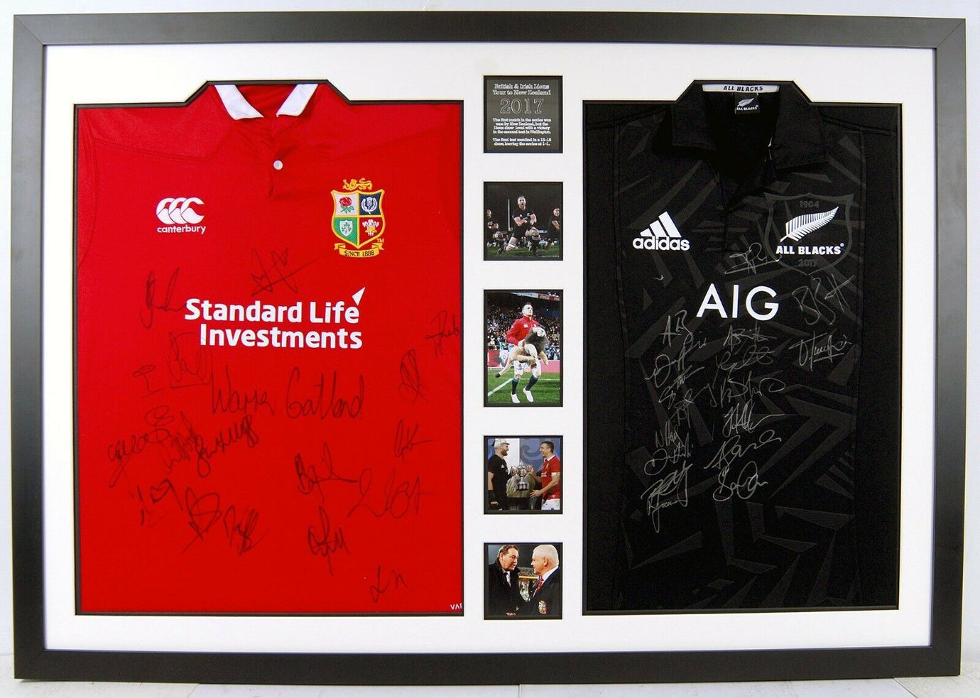 British Irish Lions ALL BLACKS SIGNED Rugby Jerseys FRAMED AFTAL