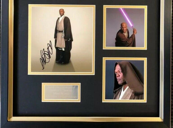 Samuel L. Jackson Signed STAR WARS Framed DISPLAY AFTAL COA