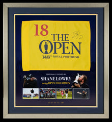  Shane Lowry SIGNED & Framed 2019 OPEN CHAMPIONSHIP PIN FLAG AFTAL COA (FTO)