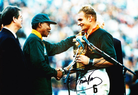 Francois PIENAAR Signed Autograph 12X8 Photo ICONIC Nelson Mandela AFTAL COA (A)