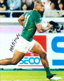  Makazole Mapimpi Signed 10X8 Photo SPRINGBOKS South Africa AFTAL COA (C)