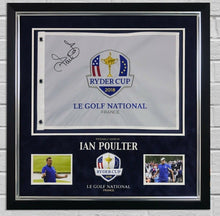  Ian Poulter SIGNED & Framed Ryder Cup PIN FLAG 2018 With PROOF AFTAL COA (FTOMM