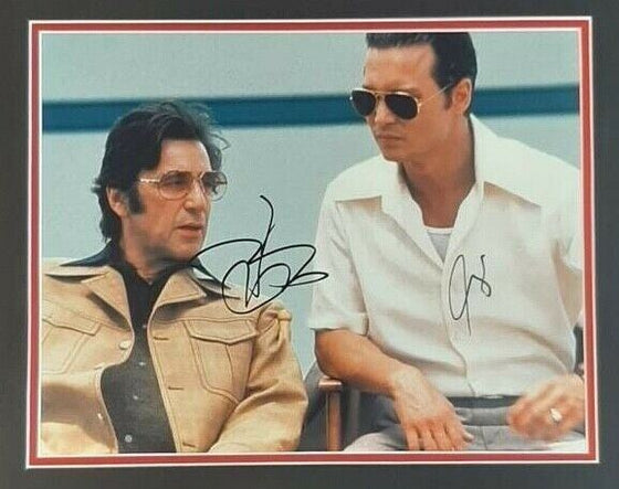 Johnny Depp Al Pacino Signed & FRAMED 11X14 Photo Donnie Brasco Iconic AFTAL COA