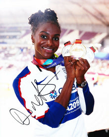  Dina Asher-Smith SIGNED 10X8 PHOTO World Championships DOHA AFTAL COA (K)