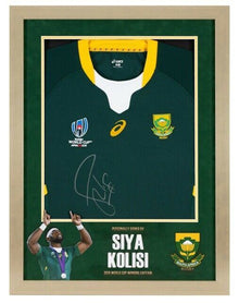  Siya Kolisi Signed & FRAMED 2019 Rugby World Cup Shirt South Africa AFTAL COA (B