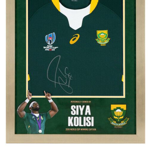 Siya Kolisi Signed & FRAMED 2019 Rugby World Cup Shirt South Africa AFTAL COA (B