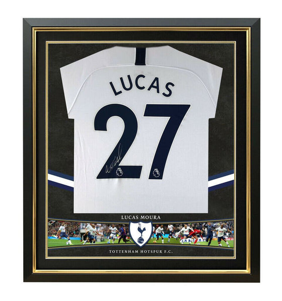 Lucas Moura Signed & Framed Shirt SPURS Genuine Tottenham Hotspur AFTAL COA (A)