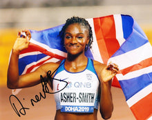  Dina Asher-Smith SIGNED 10X8 PHOTO World Championships DOHA AFTAL COA (L)