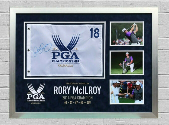 Rory McIlroy SIGNED & FRAMED 2014 PGA CHAMPIONSHIP PIN FLAG AFTAL COA (B)