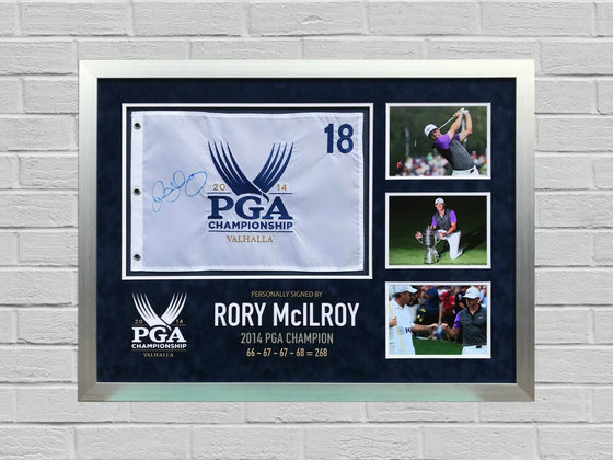 Rory McIlroy SIGNED & FRAMED 2014 PGA CHAMPIONSHIP PIN FLAG AFTAL COA (B)