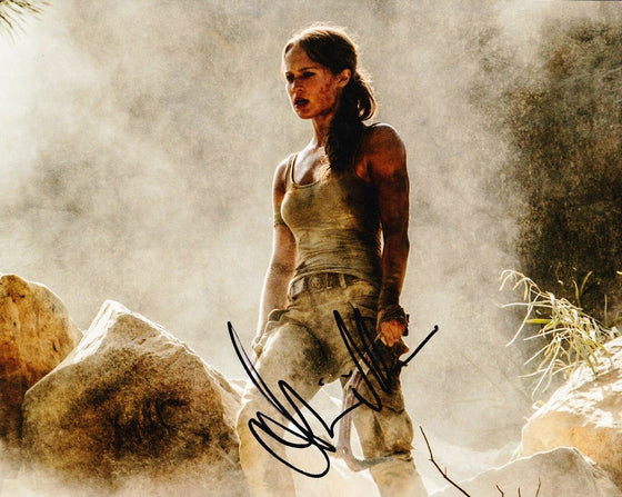Alicia Vikander SIGNED 10X8 Photo Sexy Image Tomb Raider AFTAL COA (5596)