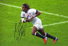  Marland Yarde Signed 12X8 England Rugby & Harlequins AFTAL COA (2123)