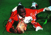  Peter Schmeichel & Dwight Yorke Signed 12X8 Photo Manchester United AFTAL (9072)