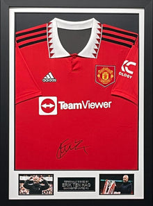  Erik ten Hag Signed & Framed Manchester United F.C. Shirt AFTAL COA