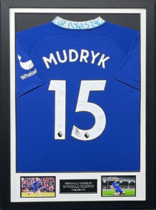  Mykhailo Mudryk Signed & Framed Chelsea F.C. & Ukrainę Shirt USA AFTAL COA