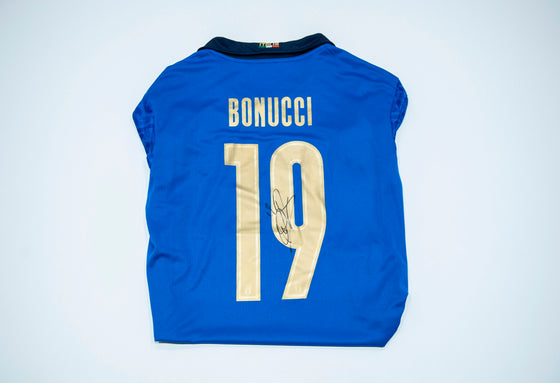 Leonardo Bonucci Signed Shirt Italy ITALIA Euro 2020 AFTAL COA