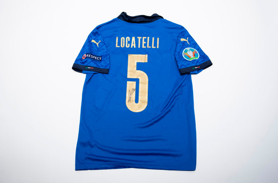 Manuel Locatelli Signed Shirt Italy ITALIA Euro 2020 AFTAL COA