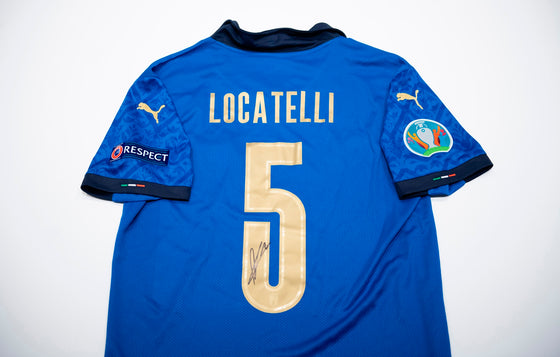 Manuel Locatelli Signed Shirt Italy ITALIA Euro 2020 AFTAL COA