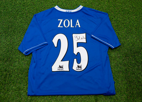 Gianfranco Zola Signed Chelsea F.C. Jersey Genuine Autograph AFTAL COA