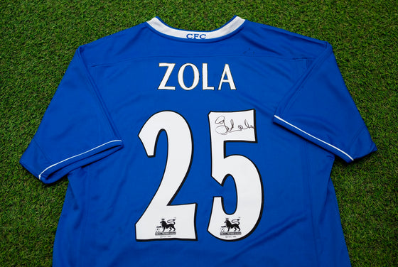 Gianfranco Zola Signed Chelsea F.C. Jersey Genuine Autograph AFTAL COA