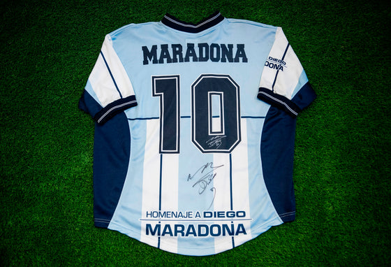 Diego Maradona Signed 2001 Argentina Farewell Testimonial Shirt AFTAL COA