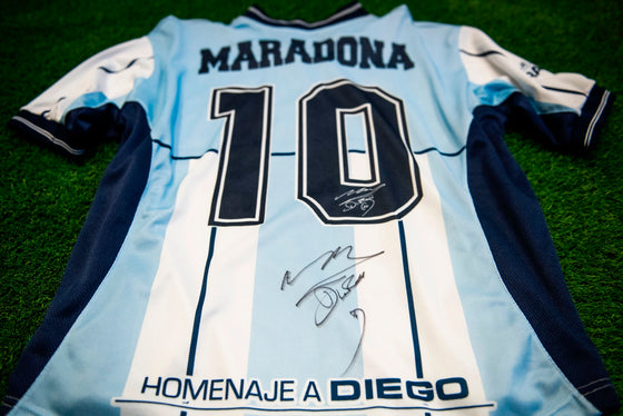 Diego Maradona Signed 2001 Argentina Farewell Testimonial Shirt AFTAL COA