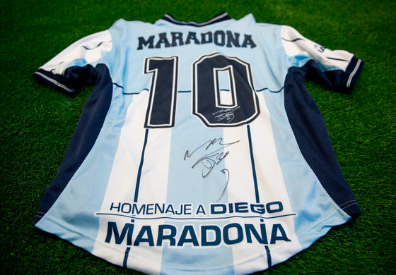 Diego Maradona Signed 2001 Argentina Farewell Testimonial Shirt AFTAL COA