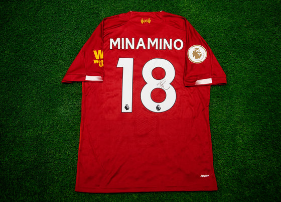 Takumi Minamino Signed Liverpool FC Shirt Premier League Champions AFTAL COA (A)