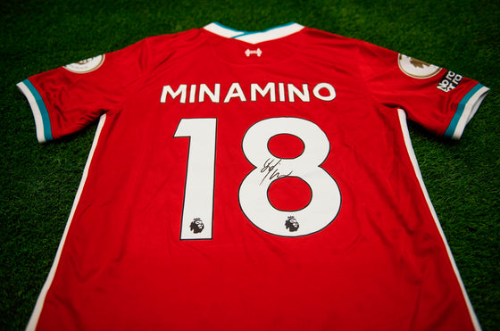 Takumi Minamino Signed Liverpool FC Shirt AFTAL COA (B)