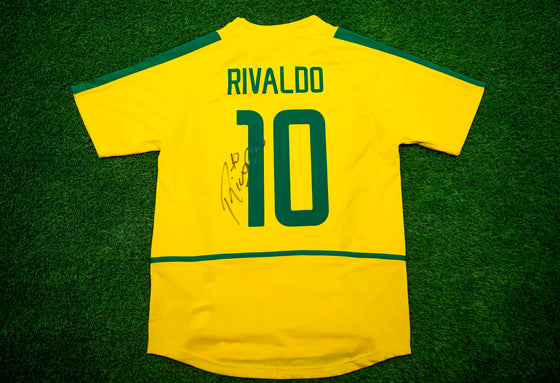 Rivaldo Signed Brazil Shirt 2002 World Cup Genuine Signature AFTAL COA