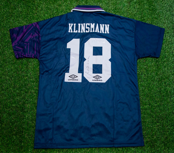 Jurgen Klinsmann SIGNED Tottenham Hotspur F.C.Shirt Genuine Signature AFTAL COA