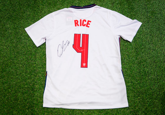 Declan RICE SIGNED EURO 2020 England Shirt Genuine Signature AFTAL COA