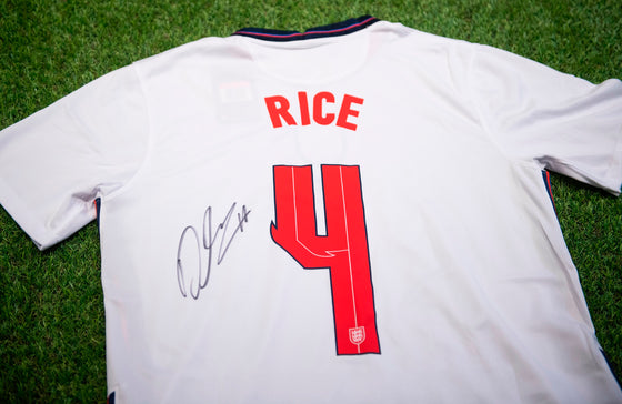 Declan RICE SIGNED EURO 2020 England Shirt Genuine Signature AFTAL COA
