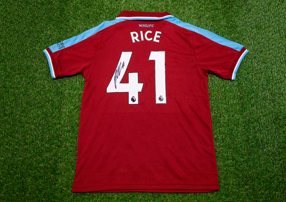 Declan Rice SIGNED West Ham United F.C. Shirt Genuine Autograph AFTAL COA