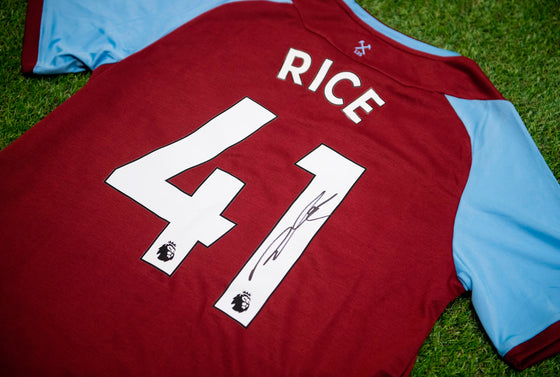 Declan Rice SIGNED West Ham United Shirt AFTAL COA