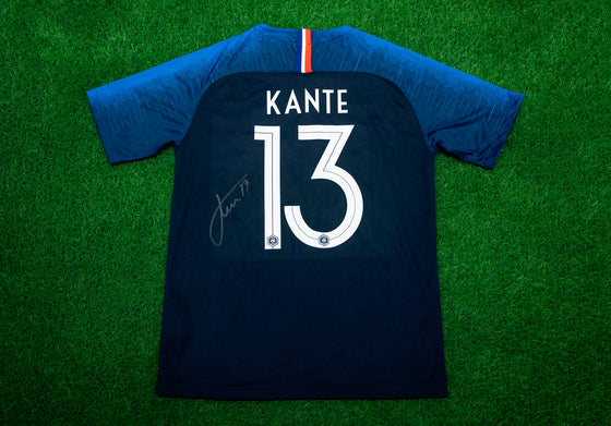 N'Golo Kante Signed France SHIRT Genuine Signature Chelsea F.C. AFTAL COA (B)