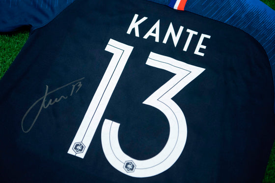 N'Golo Kante Signed France SHIRT Genuine Signature Chelsea F.C. AFTAL COA (B)