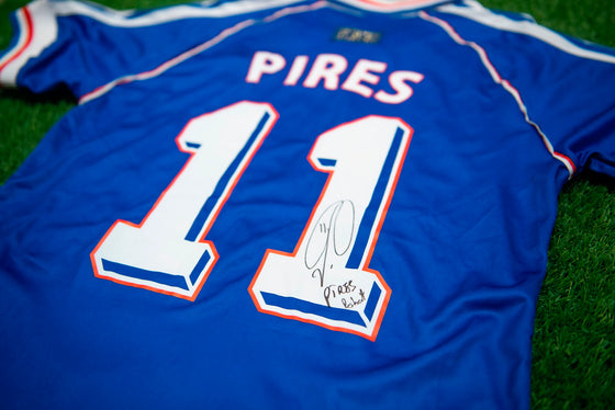 Robert Pires SIGNED 1998 WORLD CUP Shirt France EXACT PROOF AFTAL COA