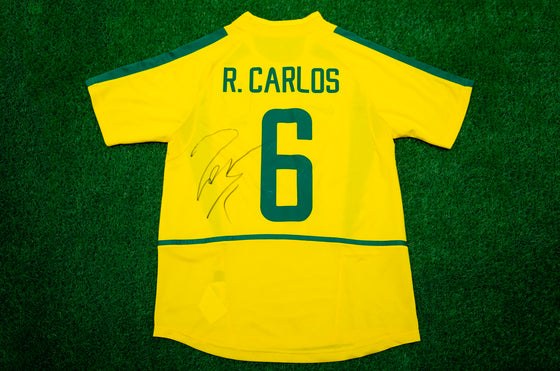 Roberto Carlos Signed Brazil Shirt 2002 World Cup AFTAL COA