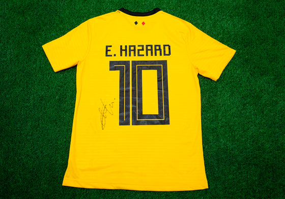 Eden Hazard Signed Belgium Away Shirt Genuine Signature AFTAL COA