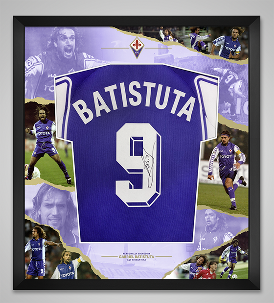 Gabriel Batistuta Signed & Framed ACF Fiorentina Shirt AFTAL COA