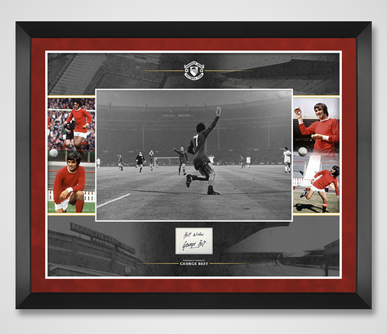 George Best Signed & Framed Manchester United F.C. Photo Mount Display AFTAL COA