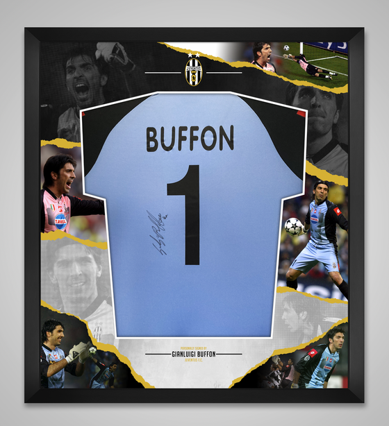 Gianluigi Buffon SIGNED & FRAMED Iconic SHIRT JUVENTUS & ITALY AFTAL COA