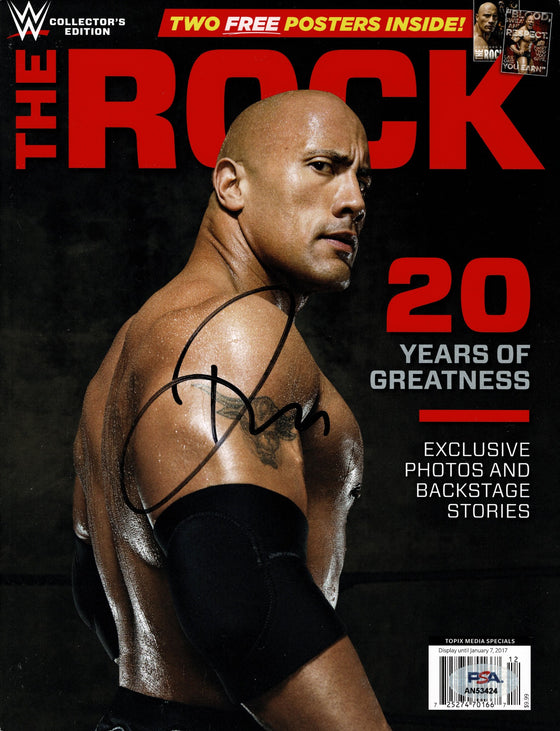 The Rock Dwayne Johnson Signed WWE Magazine Limited Edition PSA AN53424 COA