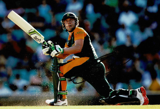 AB de Villiers Signed 12X8 Photo South African Cricket Legend AFTAL COA (2602)