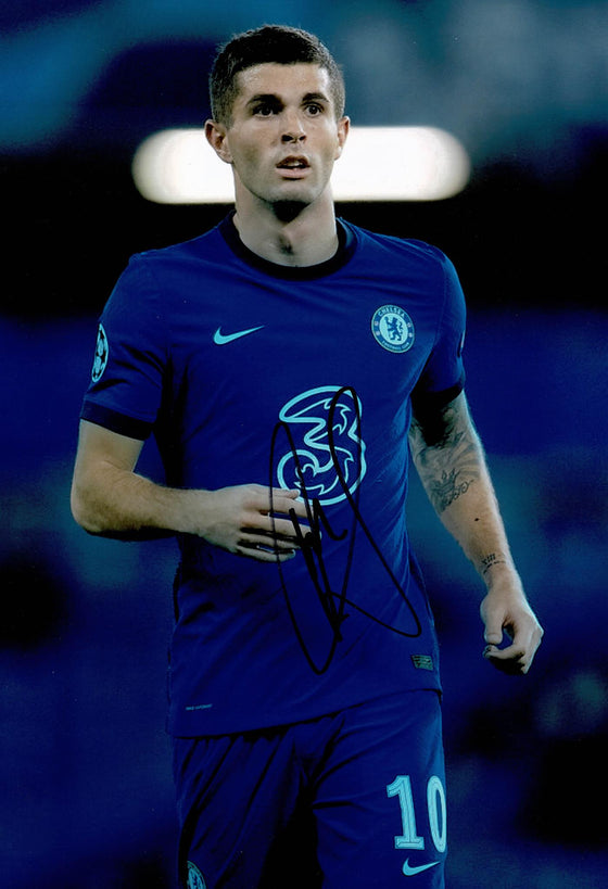 Christian Pulisic Signed 12X8 Photo Chelsea FC Genuine Signature AFTAL COA (9132