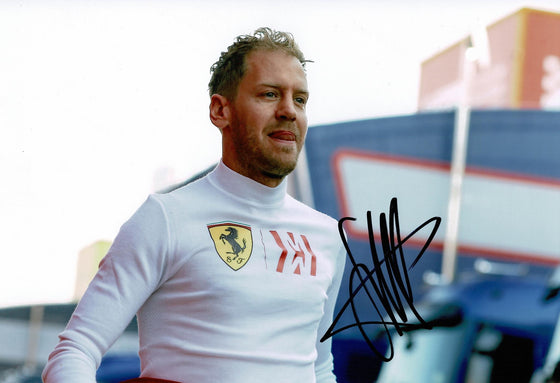 Sebastian Vettel Signed 12X8 Photo FORMULA 1 Ferrari Genuine AFTAL COA (3548)