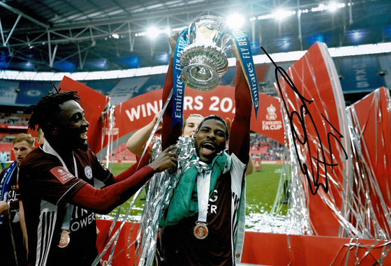 Kelechi Iheanacho Signed 12X8 Photo Leicester City F.C. FA CUP COA AFTAL (1403)