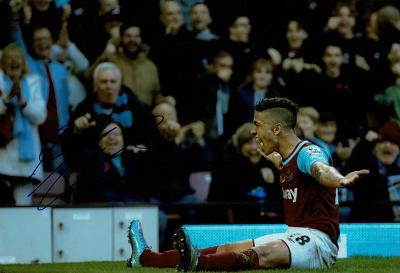 Manuel Lanzini SIGNED 12X8 Photo West Ham United F.C. AFTAL COA (1549)